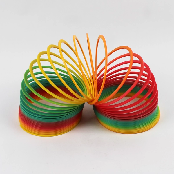Unbranded Rainbow Jumbo Plastic Slinky 5in Tall Multi-Colored Fidget Toy 5"