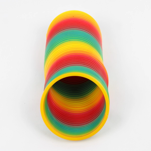 Unbranded Rainbow Jumbo Plastic Slinky 5in Tall Multi-Colored Fidget Toy 5"
