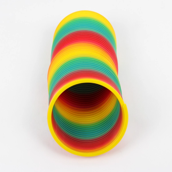Unbranded Rainbow Jumbo Plastic Slinky 5in Tall Multi-Colored Fidget Toy 5"
