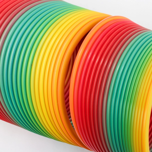 Unbranded Rainbow Jumbo Plastic Slinky 5in Tall Multi-Colored Fidget Toy 5"