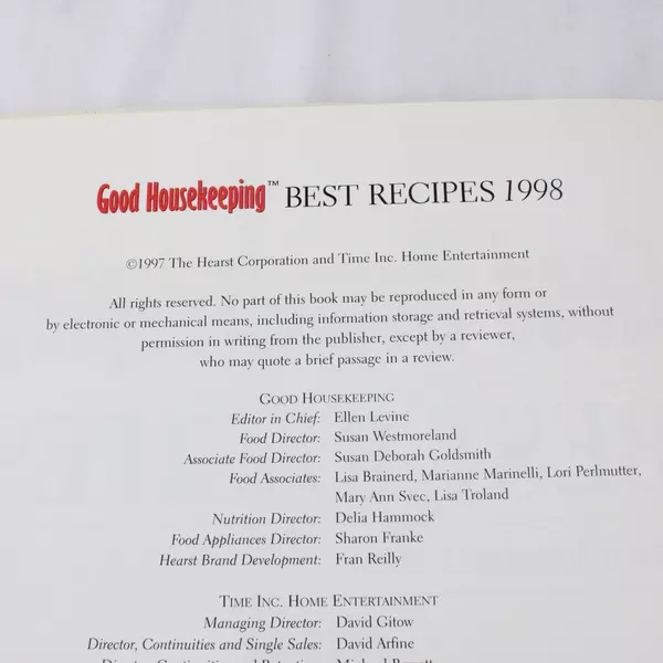 Good Housekeeping Best Recipes Cookbook 1998 Annual Tested Recipes