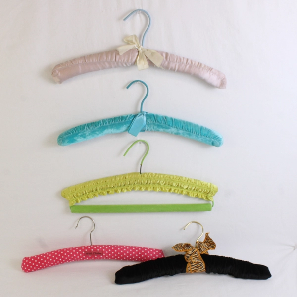 Mixed Lot of 5 Padded Clothes Hangers Various Colors