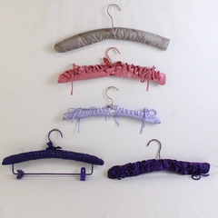 Mixed Lot of 5 Padded Clothes Hangers Purple Pink Gray