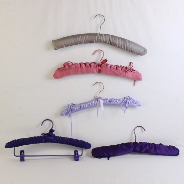 Mixed Lot of 5 Padded Clothes Hangers Purple Pink Gray