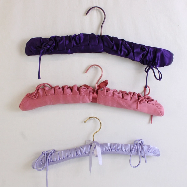 Mixed Lot of 5 Padded Clothes Hangers Purple Pink Gray