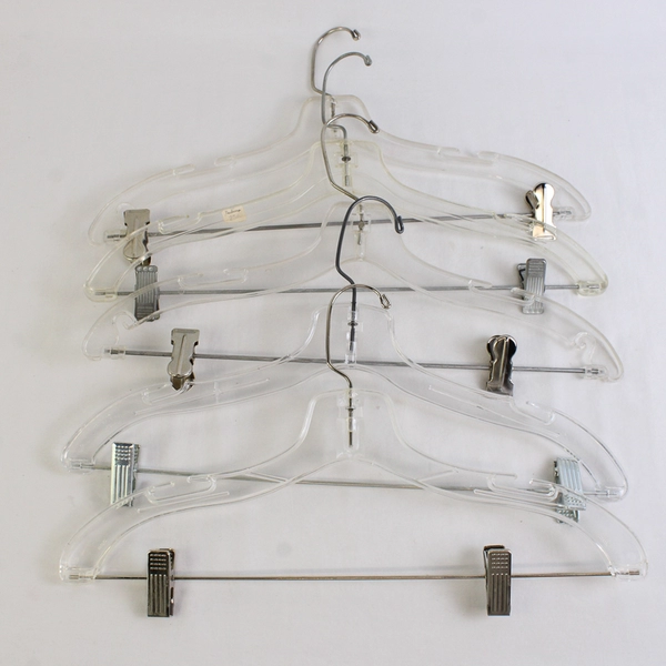 Lot of 5 Clear Plastic Pants Skirt Suit Hangers Closet Storage and Organization