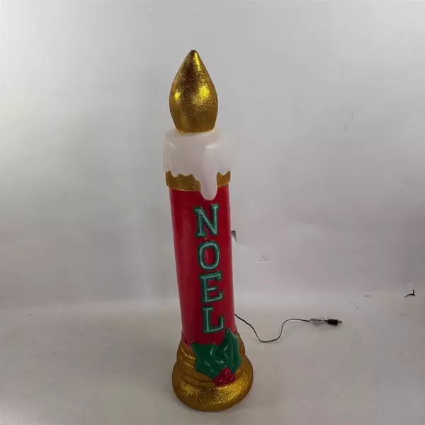 "Noel" Light Up Red and Gold Candle Glitter Christmas Decoration 44"