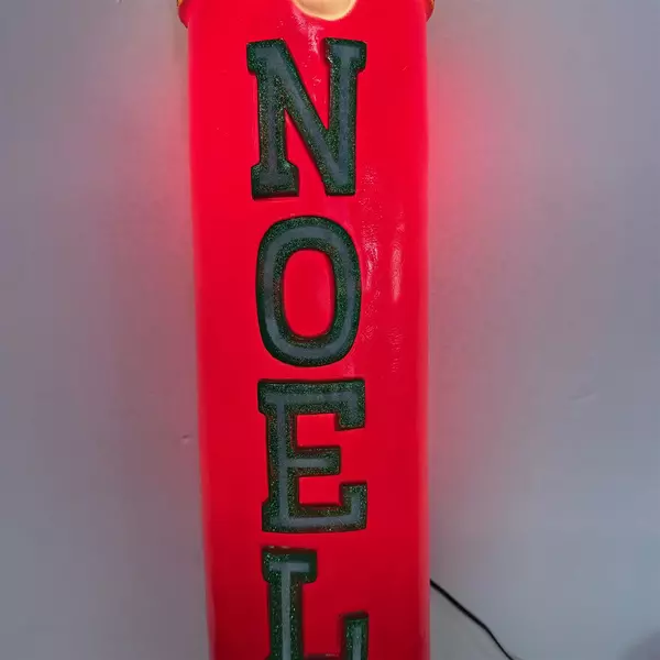 "Noel" Light Up Red and Gold Candle Glitter Christmas Decoration 44"