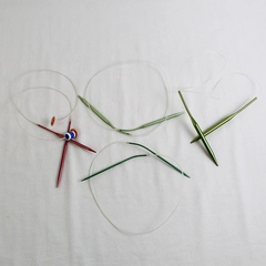 Lot of 3 Plastic Green and Pink Circular and Flex Knitting Needles Boye 8