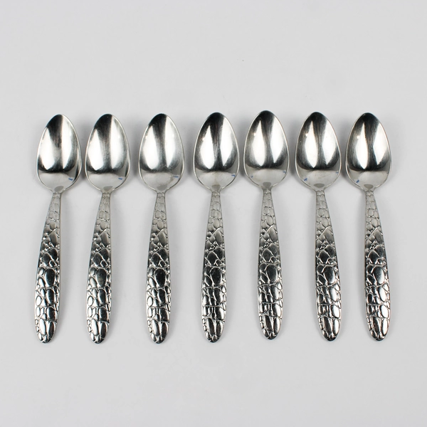 Lot of 7 Fortunoff FTU23 Pattern 18/8 SS Oval Shaped Soup Spoons 7.75" Rare HTF