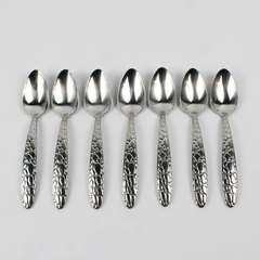 Lot of 7 Fortunoff FTU23 Pattern 18/8 SS Oval Shaped Soup Spoons 7.75" Rare HTF