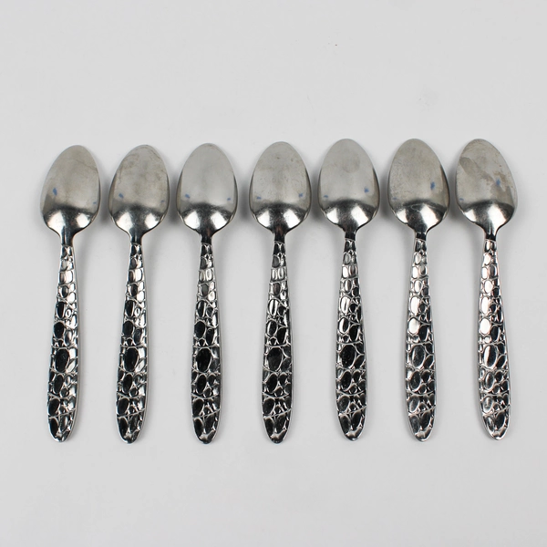 Lot of 7 Fortunoff FTU23 Pattern 18/8 SS Oval Shaped Soup Spoons 7.75" Rare HTF