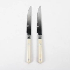 Lot of 2 Washington Forge Mardi Gras-White Pattern Steak Knives 8.25" 