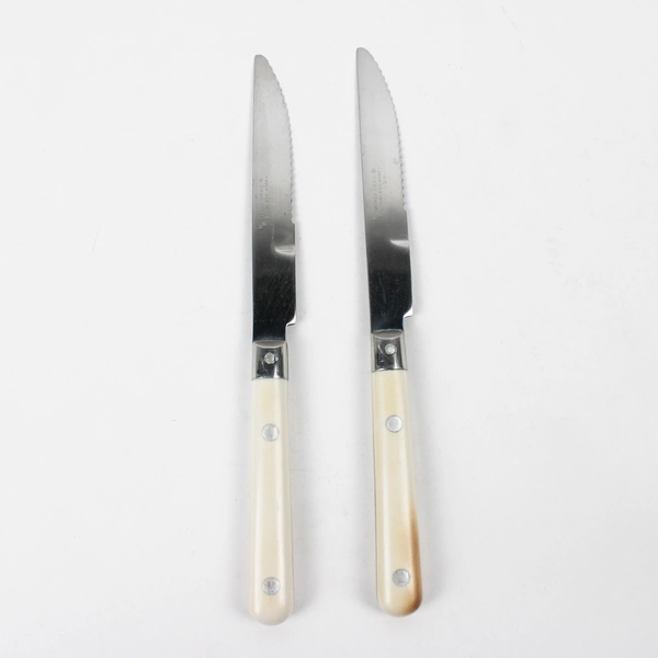 Lot of 2 Washington Forge Mardi Gras-White Pattern Steak Knives 8.25" 