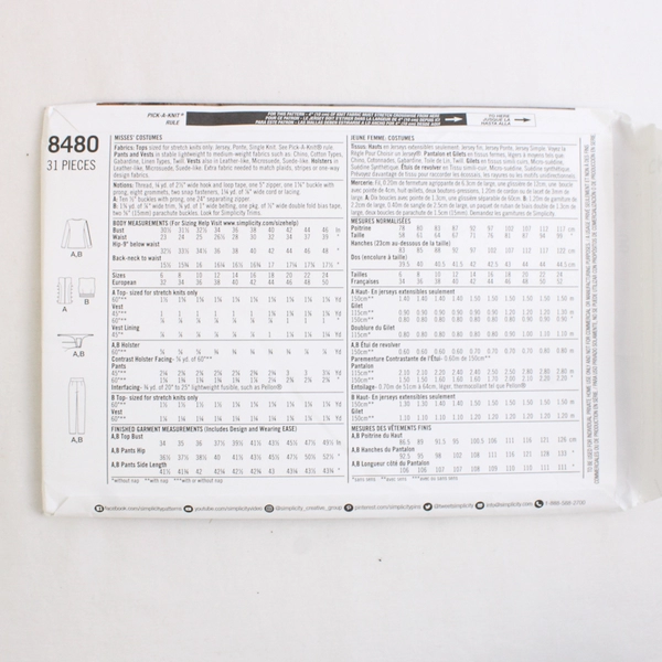 Simplicity LoriAnn Costume Designs 8480 Space/Military Style Womens Sz H5 (6-14)