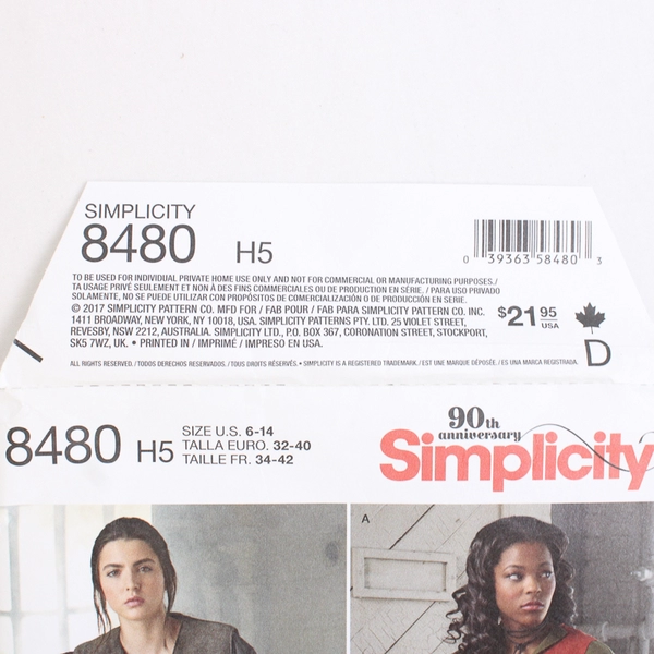 Simplicity LoriAnn Costume Designs 8480 Space/Military Style Womens Sz H5 (6-14)