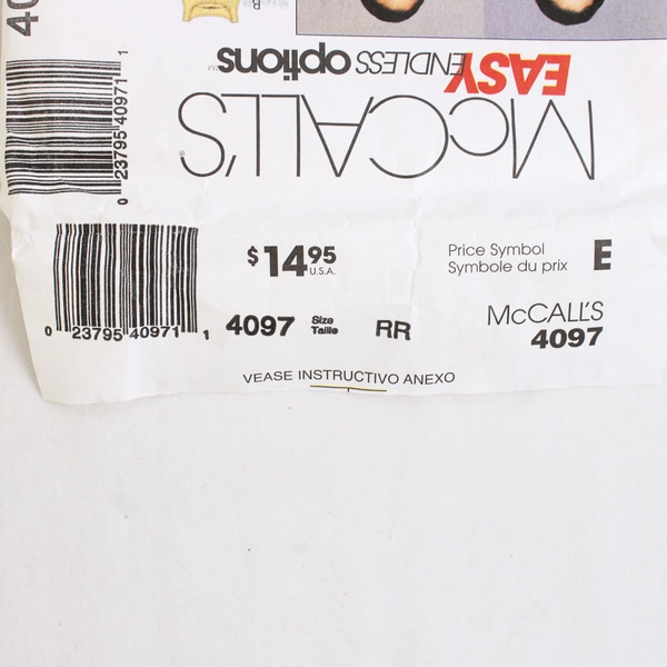 McCall's Easy 4097 Outfit Patterns Womens Size RR (18W-24W, 36-42) 2003