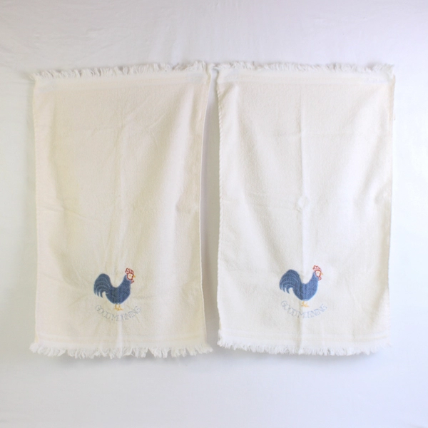 Lot Of 2 Hedaya Bros 100% Cotton White W/ Chicken Dish Towels 16" x 24"