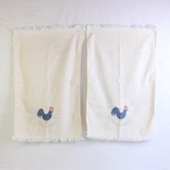 Lot Of 2 Hedaya Bros 100% Cotton White W/ Chicken Dish Towels 16" x 24"