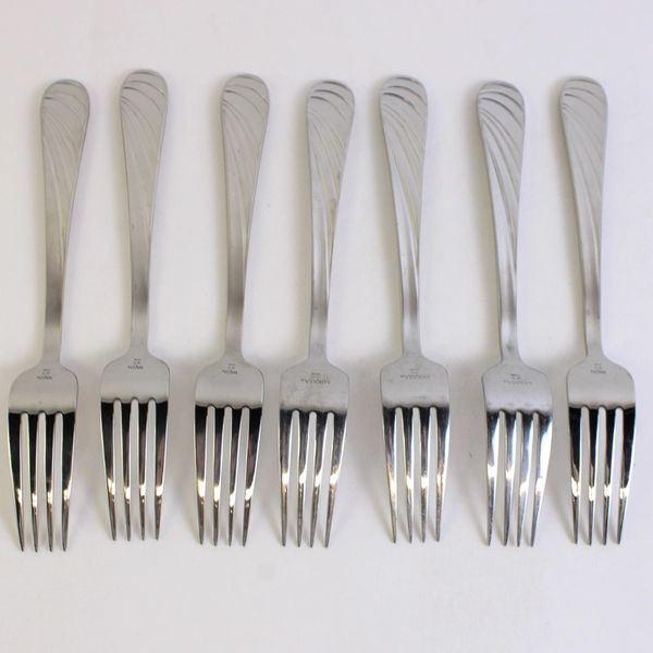 Lot of 7 Mikasa Swirl Pattern Dinner Forks 18/10 Stainless 8.25" Hard to Find