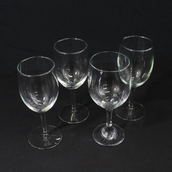 Lot of 4 Unbranded Crystal Wine Glasses 7"