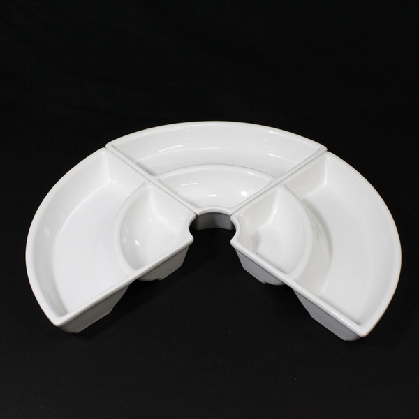 3 Certified International White Ceramic Divided Replacement Lazy Susan Bowls