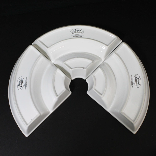 3 Certified International White Ceramic Divided Replacement Lazy Susan Bowls