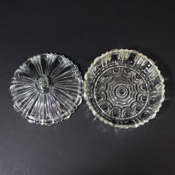 Vintage Anchor Hocking Old Cafe Lidded Candy Dish Clear 7 Inch