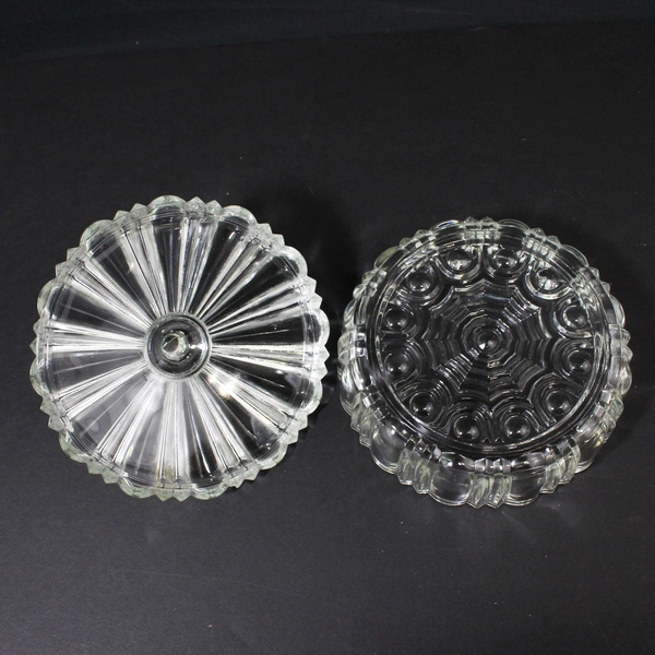 Vintage Anchor Hocking Old Cafe Lidded Candy Dish Clear 7 Inch