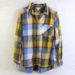 Time & Tru Juniors XL (16-18) Multicolor Plaid Button Up Roll Tab Sleeve Shirt
