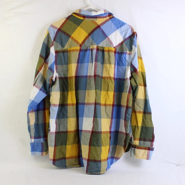 Time & Tru Juniors XL (16-18) Multicolor Plaid Button Up Roll Tab Sleeve Shirt