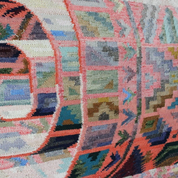 70's Victor E. Sulca Abstract Peruvian Wool Woven Tapestry