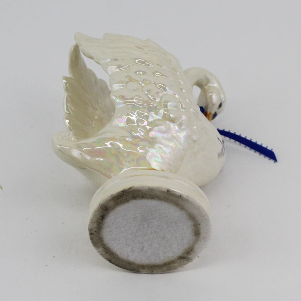 Vintage Iridescent White Swan Taper Candle Holder
