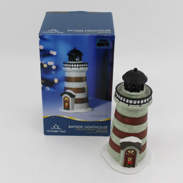 2006 Holiday Time Blue Waters Collection Bayside Lighthouse Lighted Figurine
