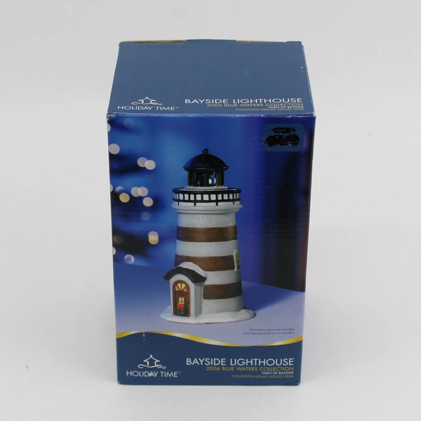2006 Holiday Time Blue Waters Collection Bayside Lighthouse Lighted Figurine