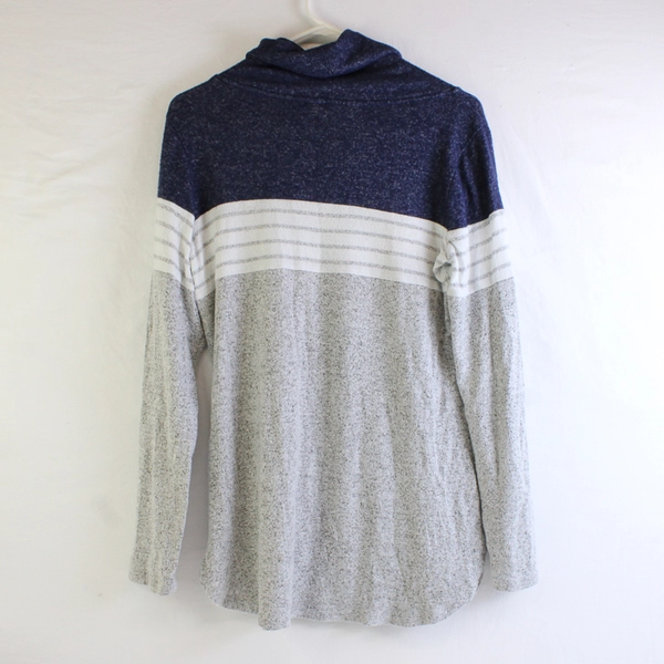 Market & Spruce Women's M Navy/White/Gray Colorblock Turtleneck Sweater 