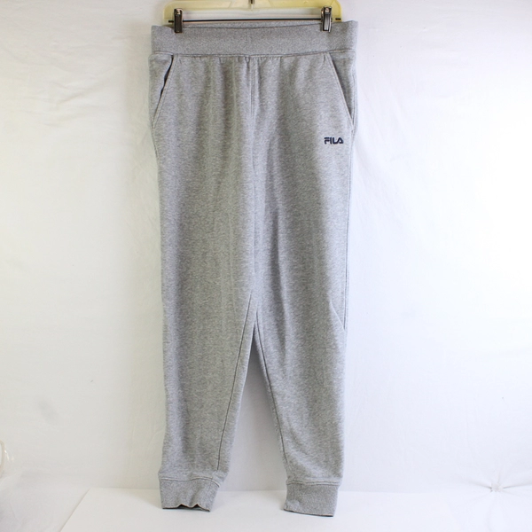 Fila Women's L Gray Jogger Leg Fleece Sweatpants with Drawstring Waist