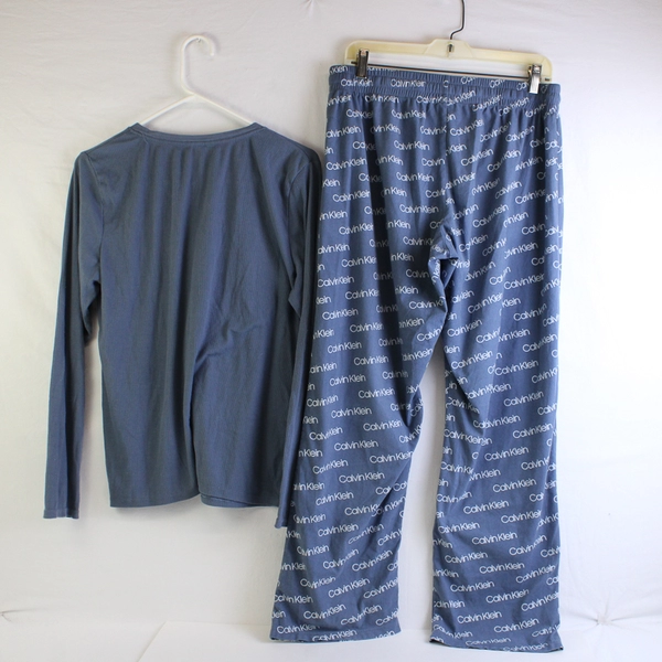 Calvin Klein Women's L Blue Sleepwear Set Long Sleeve Henley Top and Pants
