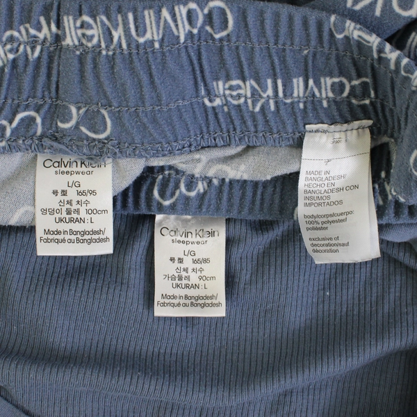 Calvin Klein Women's L Blue Sleepwear Set Long Sleeve Henley Top and Pants