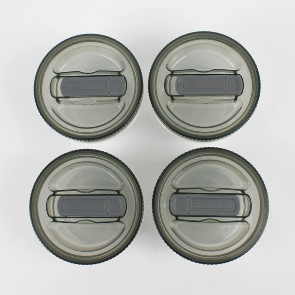 Lot of 4 Small Round Plastic Containers w/Twist & Lock Lids