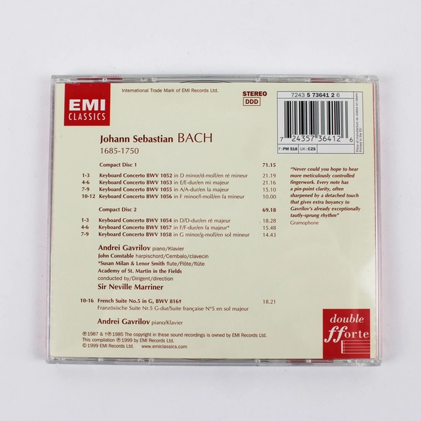 J S Bach Keyboard Concertos 2-CD Performed by Andrei Gavrilov Neville Marriner 