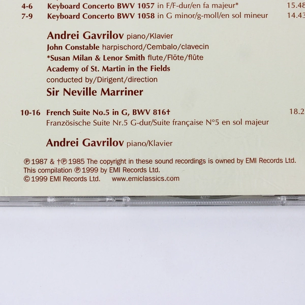 J S Bach Keyboard Concertos 2-CD Performed by Andrei Gavrilov Neville Marriner 