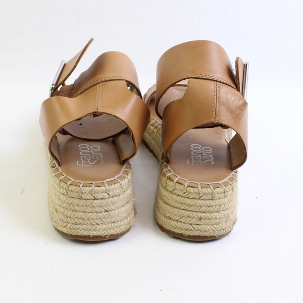 Franco Sarto Brown Faux Leather Platform Wedge Sandals Women's Size 6M