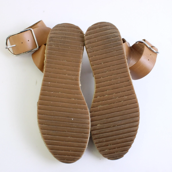 Franco Sarto Brown Faux Leather Platform Wedge Sandals Women's Size 6M