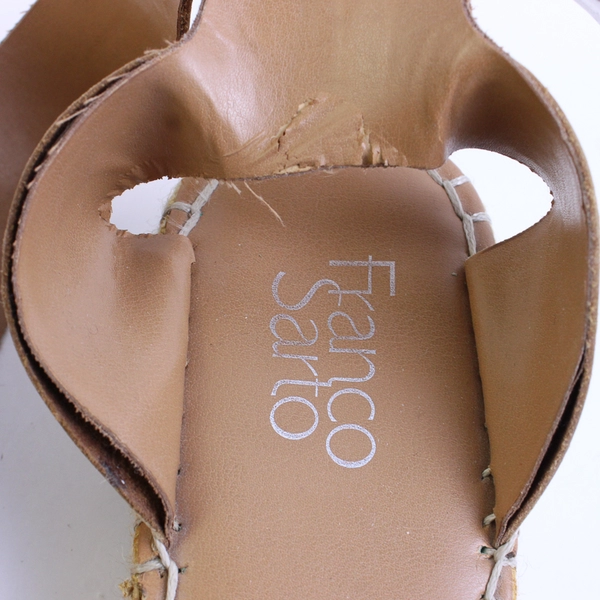 Franco Sarto Brown Faux Leather Platform Wedge Sandals Women's Size 6M