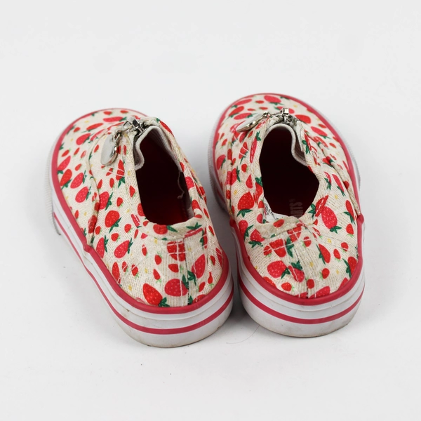 US Sports Pink/White Zip Up Shoes Strawberry Pattern Infant US Size 8
