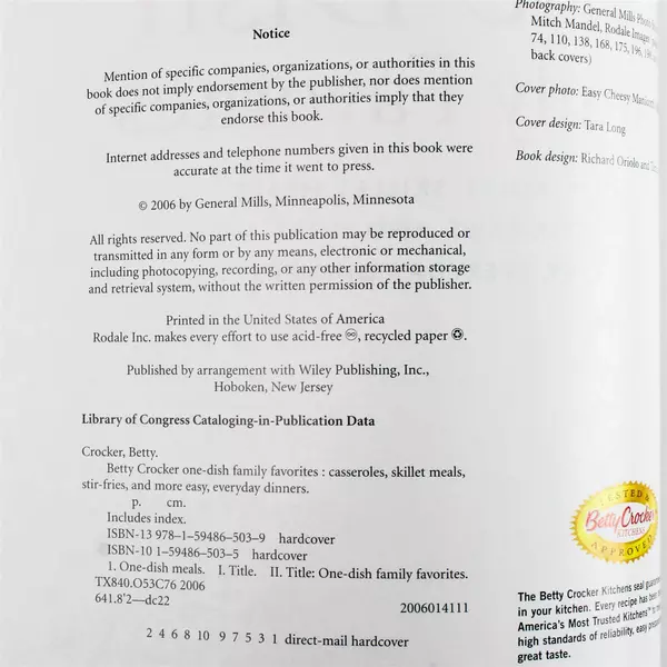 Betty Crocker One-Dish Family Favorites: Casseroles, Meals, Deluxe Edition