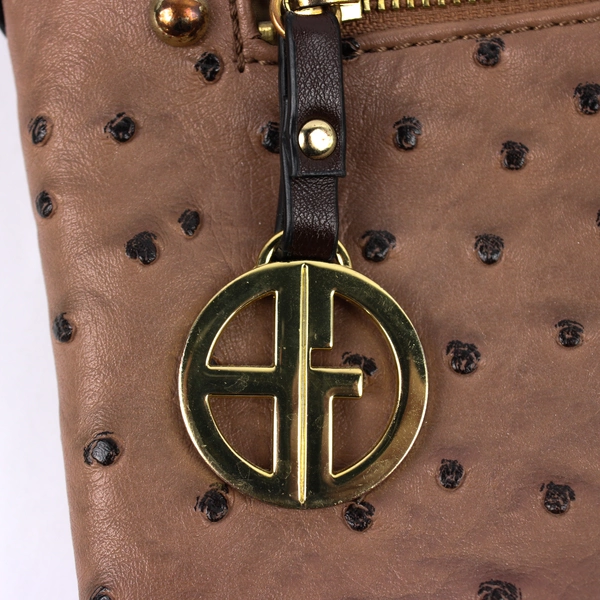 Giani Bernini Texture Faux Ostrich Leather Crossbody Purse Mocha