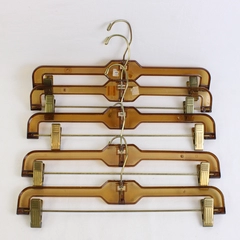 Set of 5 A&E Allied Plastics Transparent Brown Amber Hangers with Metal Clips