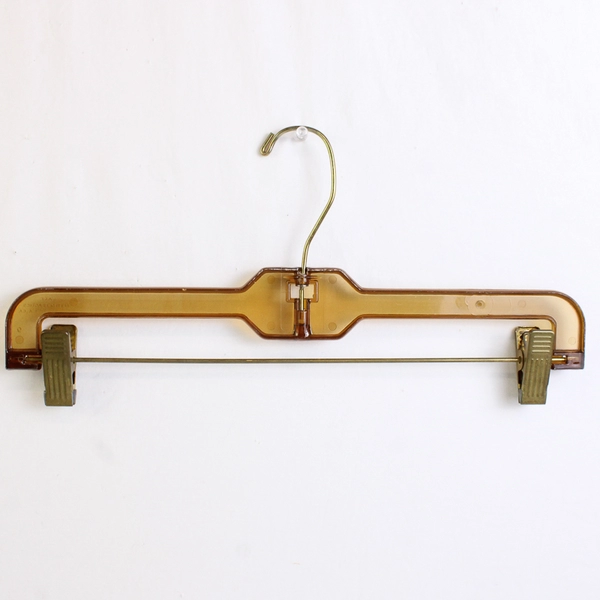 Set of 5 A&E Allied Plastics Transparent Brown Amber Hangers with Metal Clips